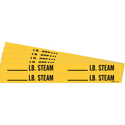Marqueurs de tuyau avec espace vierge suivi de LB. Steam, Autocollant, 1-1/8" h x 7" la, Noir sur jaune Equipment World