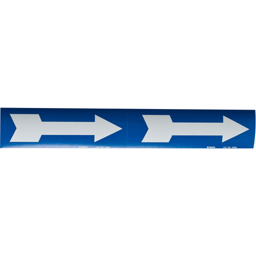 Arrow Pipe Markers, Self-Adhesive, 4" H x 12" W, White on Blue Equipment World