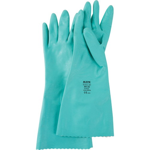 StanSolv&reg; Embossed Z-Pattern Grip Gloves, Size Small/7, 14" L, Nitrile, Interlock Inner Lining, 11-mil Equipment World