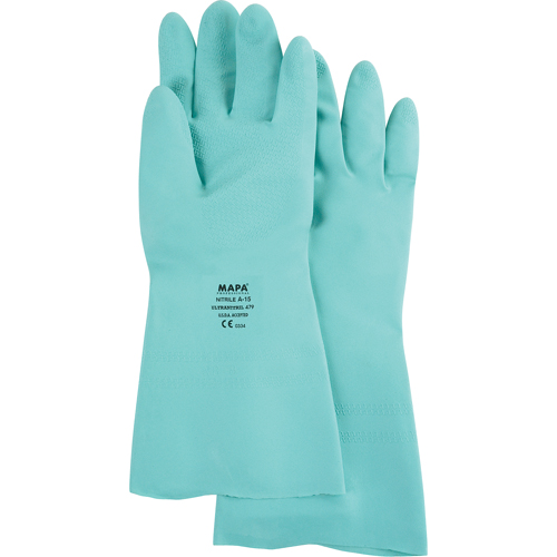StanSolv&reg; Z-Pattern Grip Gloves, Size Large/9, 13" L, Nitrile, 15-mil Equipment World