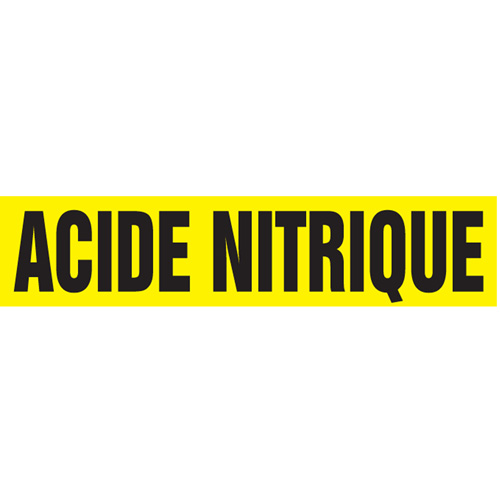 Marqueurs de tuyau "Acide Nitrique", Autocollant, 2-1/2" h x 12" la, Noir sur jaune Equipment World