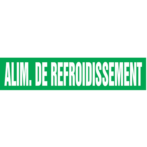 Marqueurs de tuyau "Alim. de Refroidissement", Autocollant, 2-1/2" h x 12" la, Blanc/vert Equipment World