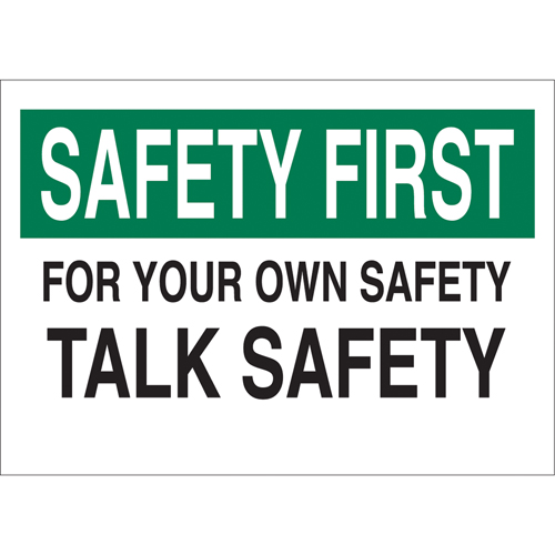 Enseigne  Talk Safety , 10" x 14", Aluminium, Anglais Equipment World
