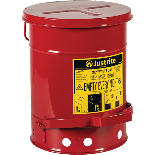 Oily Waste Cans, FM Approved/UL Listed, 6 US Gal., Red Equipment World
