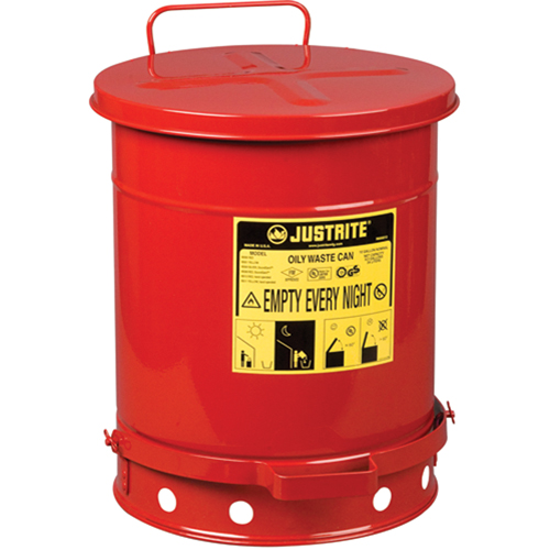 Oily Waste Cans, FM Approved/UL Listed, 10 US gal., Red Equipment World