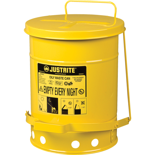 Oily Waste Cans, FM Approved/UL Listed, 6 US Gal., Yellow Equipment World