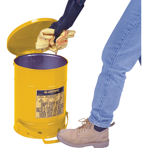 Oily Waste Cans, FM Approved/UL Listed, 14 US gal., Yellow Equipment World