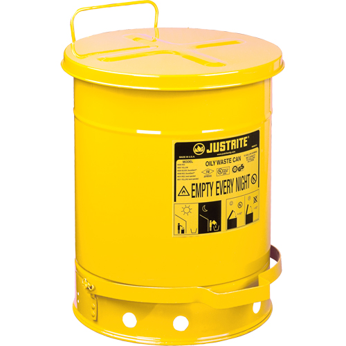 Oily Waste Cans, FM Approved/UL Listed, 14 US gal., Yellow Equipment World