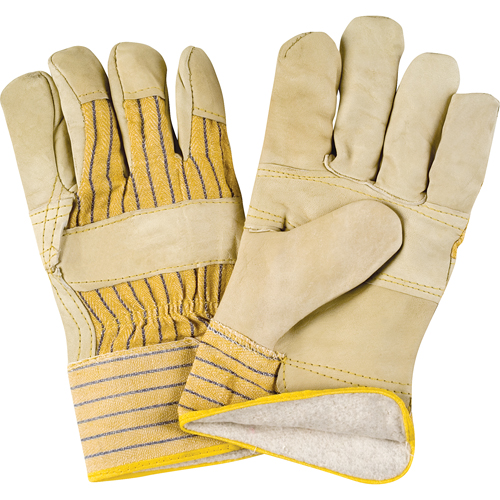 Winter-Lined Patch-Palm Fitters Gloves, Large, Grain Cowhide Palm, Cotton Fleece Inner Lining Equipment World