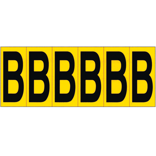 Individual Adhesive Letter Markers, B, 2-15/16" H, Black on Yellow Equipment World
