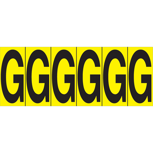 Individual Adhesive Letter Markers, G, 2-15/16" H, Black on Yellow Equipment World