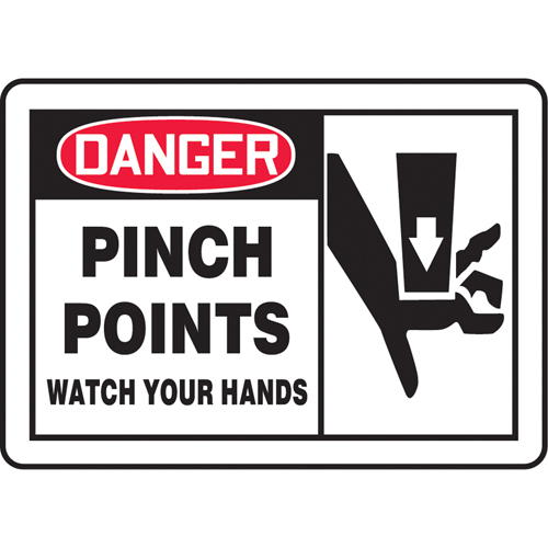 "Pinch Points" Sign, 7" x 10", Plastic, English with Pictogram Equipment World