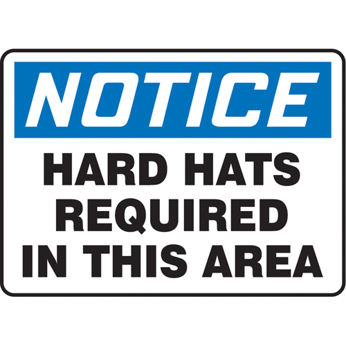 Enseigne  Hard Hats Required , 7" x 10", Vinyle, Anglais Equipment World