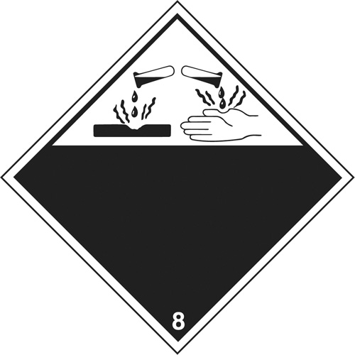 Corrosive Materials TDG Placard, Plastic Equipment World