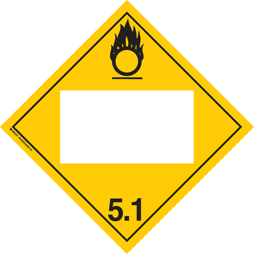 Oxidizer TDG Placard, Adhesive Vinyl Equipment World