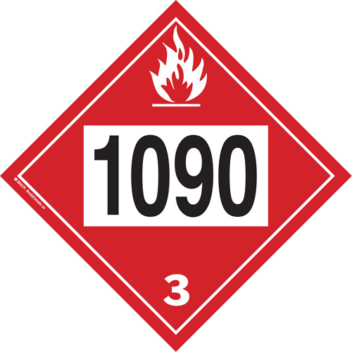 1090 Acetone Flammable Liquid TDG Placard, Plastic Equipment World