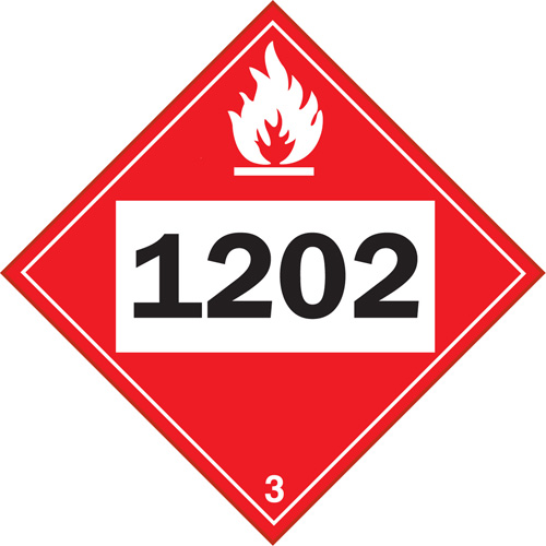 Plaque-&eacute;tiquette TMD 1202 pour liquide inflammable huile combustible, Vinyle adh&eacute;sif Equipment World