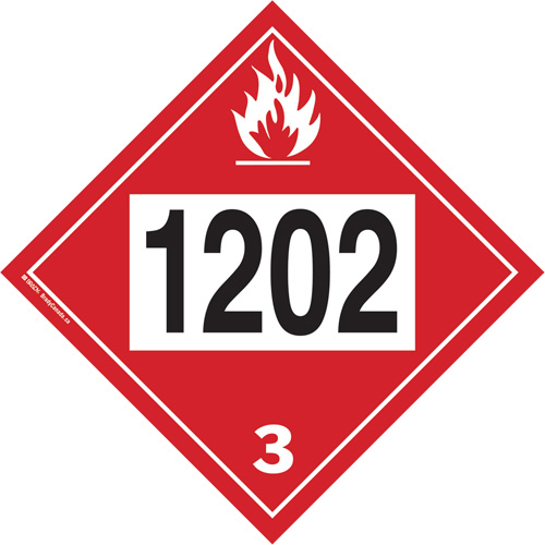 1202 Fuel Oil Flammable Liquid TDG Placard, Plastic Equipment World