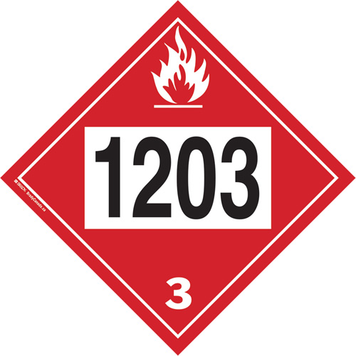 1203 Gasohol & Gasoline Flammable Liquid TDG Placard, Plastic Equipment World