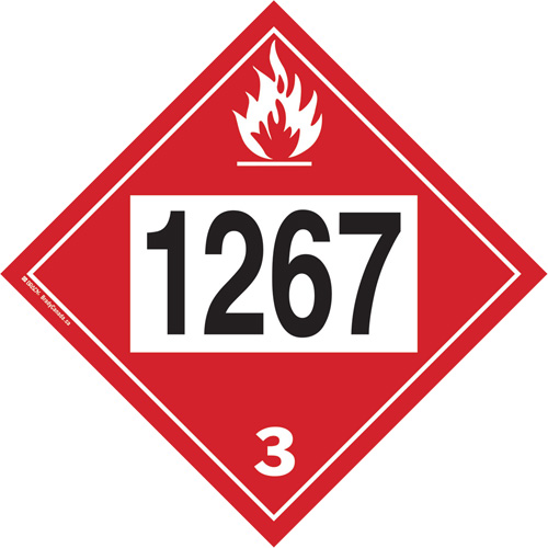 1267 Petroleum Crude Oil Flammable Liquid TDG Placard, Adhesive Vinyl Equipment World