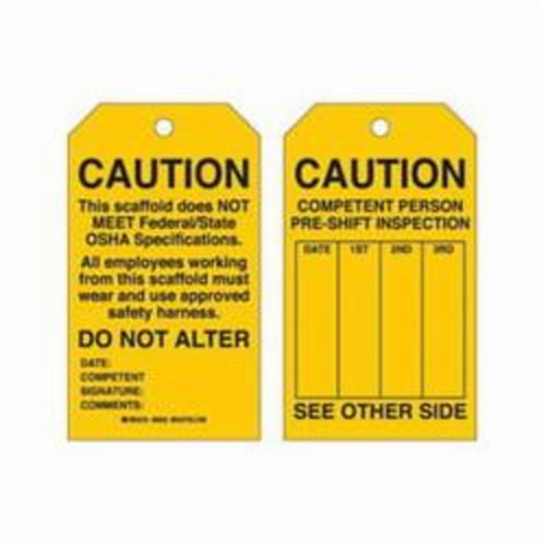 &eacute;tiquettes de s&eacute;curit&eacute; pour les &eacute;chafaudages, Polyester, 4" la x 7" h, Anglais Equipment World