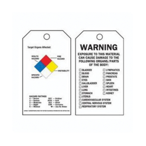 Right-To-Know Tags, Polyester, 3" W x 5-3/4" H, English Equipment World