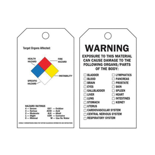 Self-Laminating Right-To-Know Tags, Polyester, 3" W x 5-3/4" H, English Equipment World
