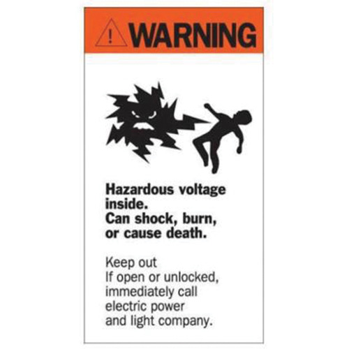 Enseigne Warning Hazardous Voltage, 8" x 4-1/2", Acrylique, Anglais avec pictogramme Equipment World