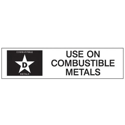 "D: Use on Combustible Metals" Fire Extinguisher Label Equipment World