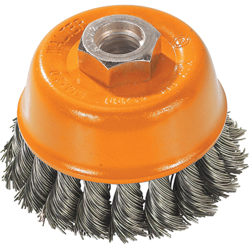 Knot-Twisted Wire Cup Brush, 3" Dia. x 5/8"-11 Arbor Equipment World