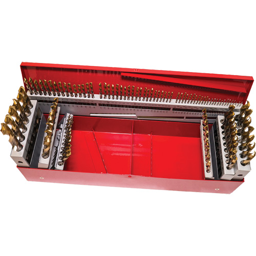 Jeu de forets courts, 115 morceaux, Acier rapide Equipment World