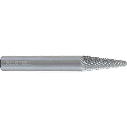 AllSteel Cone Shape Carbide Burr, SL-4, 1/2" Dia., 1/4" Shank, 1-1/8" Depth of Cut Equipment World