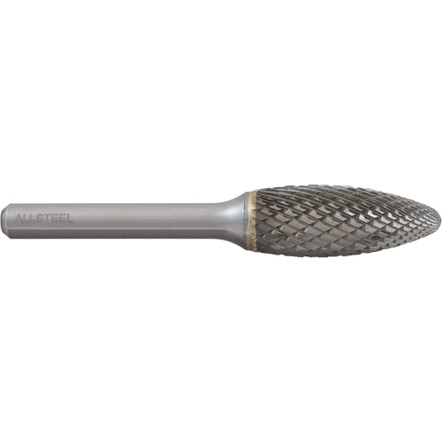 AllSteel Flame Shape Carbide Burr, SH-5, 1/2" Dia., 1/4" Shank, 1-1/4" Depth of Cut Equipment World
