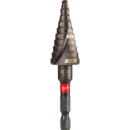 #3 Shockwave Impact Duty Step Drill Bit, 3/16" - 3/4" , 1/16" Increments, Titanium Equipment World
