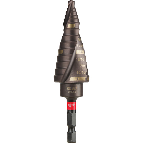 #8 Shockwave Impact Duty Step Drill Bit, 1/2" - 1" , 1/16" Increments, Titanium Equipment World