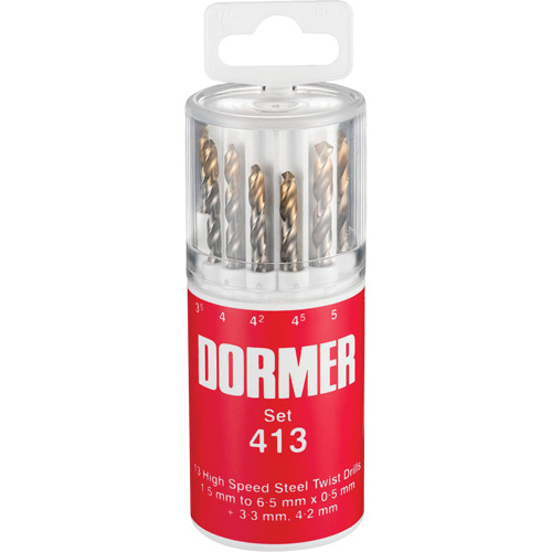 Jeu de forets courts, 13 morceaux, Acier rapide Equipment World