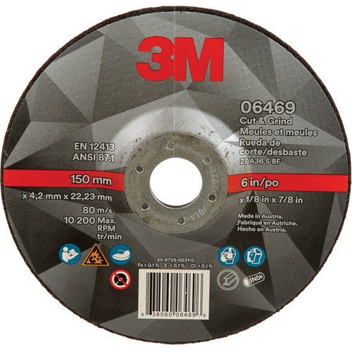 Cut & Grind Wheel, 6" x 1/8", 7/8" Arbor, Type 27, Ceramic Equipment World