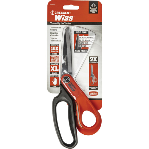 Heavy-Duty Titanium Coated Tradesman Shears, 10", Rings Handle Equipment World