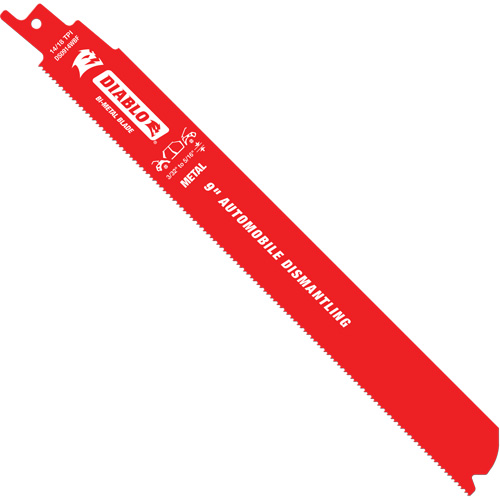 Reciprocating Blade for Auto Dismantling, Bi-Metal, 10-14 TPI, 9" L x 1" W Equipment World
