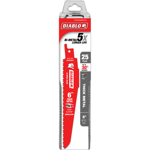 Reciprocating Blade for Thick Metal/Demolition, Bi-Metal, 8-10 TPI, 6" L Equipment World