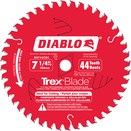 Trex&reg; Blade Cutting Saw Blade, 7-1/4", 44 Teeth, Plastic/Composite Decking Use Equipment World
