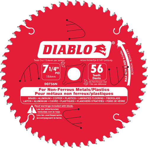 Aluminum Cutting Saw Blade, 7-1/4", 56 Teeth, Non-Ferrous Use Equipment World