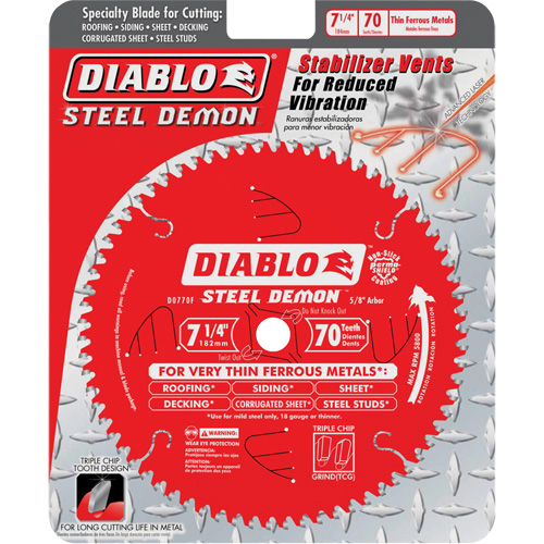 Steel Demon Cutting Saw Blade, 7-1/4", 70 Teeth, Metal Use Equipment World