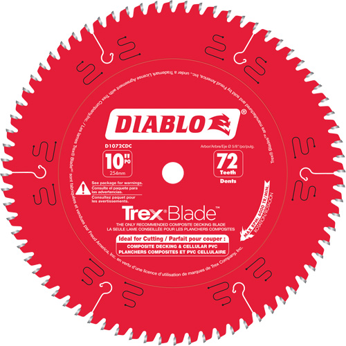 Trex&reg; Blade Cutting Saw Blade, 10", 72 Teeth, Plastic/Composite Decking Use Equipment World