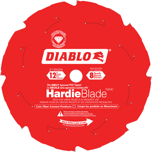 Lame de scie &agrave; d&eacute;couper HardieBlade, 12", 8 dents, Pour B&eacute;ton de fibre Equipment World