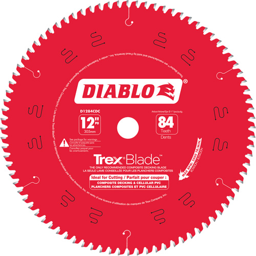 Trex&reg; Blade Cutting Saw Blade, 12", 84 Teeth, Plastic/Composite Decking Use Equipment World