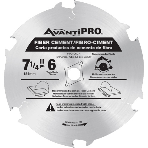 AvantiPro Cutting Saw Blade, 7-1/4", 6 Teeth, Fibre Cement Use Equipment World