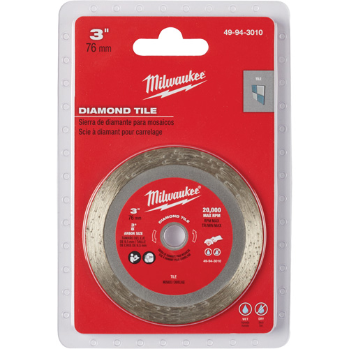 Tile Blade, 3" x 3/8" Arbor, Diamond, 20000 RPM Equipment World