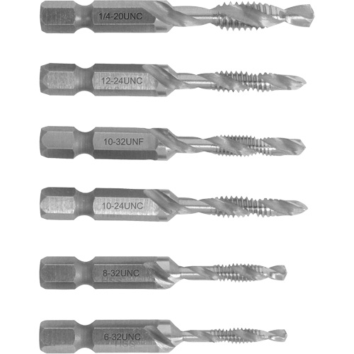 6-32 to 1/4-20 Drill Tap Set, 6 Pieces Equipment World