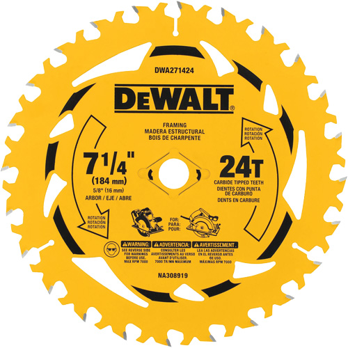 Circular Saw Blade, 7-1/4", 24 Teeth, Wood Use Equipment World